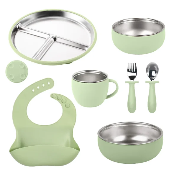 Baby Silicone Stainless Steel Tableware Set
